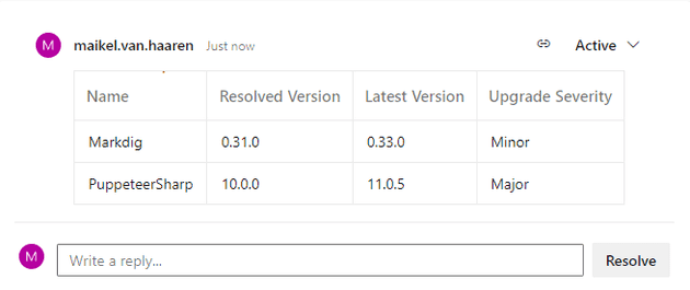 Pull Request comment